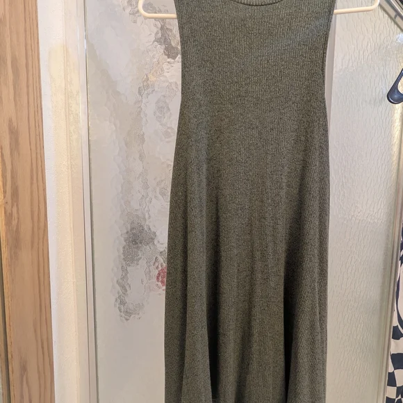 Sleeveless Olive Green Knit Mini Dress - Picture 8 of 8